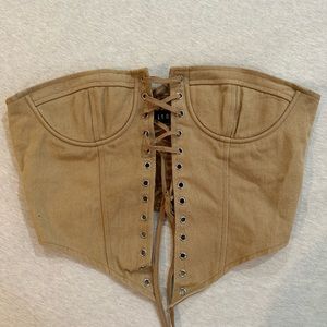 Lioness Khaki Lace Up Corset Top